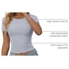 image:imageATHMILE Womens Long Sleeve CrewneckV Neck Ribbed Tops Fall Fitted Stretch Casual Basic T Shirts 2026Blight Blue