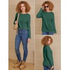 image:imageATHMILE Womens Long Sleeve Shirts Basic Tee Casual Tops Cotton Underscrub  Fall Clothes Loose Fit Winter Fashion Teen Girl School Outfits Teacher Ladies BusinessDark Green