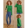 image:imageATHMILE Womens Long Sleeve Shirts Basic Tee Casual Tops Cotton Underscrub  Fall Clothes Loose Fit Winter Fashion Teen Girl School Outfits Teacher Ladies BusinessGreen