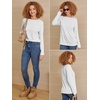 image:imageATHMILE Womens Long Sleeve Shirts Basic Tee Casual Tops Cotton Underscrub  Fall Clothes Loose Fit Winter Fashion Teen Girl School Outfits Teacher Ladies BusinessWhite