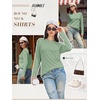 image:imageATHMILE Womens Long Sleeve Shirts Basic Tee Casual Tops Cotton Underscrub  Fall Clothes Loose Fit Winter Fashion Teen Girl School Outfits Teacher Ladies BusinessLight Green