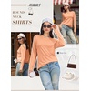 image:imageATHMILE Womens Long Sleeve Shirts Basic Tee Casual Tops Cotton Underscrub  Fall Clothes Loose Fit Winter Fashion Teen Girl School Outfits Teacher Ladies BusinessLight Orange