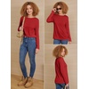 image:imageATHMILE Womens Long Sleeve Shirts Basic Tee Casual Tops Cotton Underscrub  Fall Clothes Loose Fit Winter Fashion Teen Girl School Outfits Teacher Ladies BusinessRed