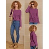 image:imageATHMILE Womens Long Sleeve Shirts Basic Tee Casual Tops Cotton Underscrub  Fall Clothes Loose Fit Winter Fashion Teen Girl School Outfits Teacher Ladies BusinessPurple Red