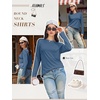 image:imageATHMILE Womens Long Sleeve Shirts Basic Tee Casual Tops Cotton Underscrub  Fall Clothes Loose Fit Winter Fashion Teen Girl School Outfits Teacher Ladies BusinessBlue