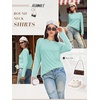 image:imageATHMILE Womens Long Sleeve Shirts Basic Tee Casual Tops Cotton Underscrub  Fall Clothes Loose Fit Winter Fashion Teen Girl School Outfits Teacher Ladies BusinessLake Green