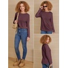 image:imageATHMILE Womens Long Sleeve Shirts Basic Tee Casual Tops Cotton Underscrub  Fall Clothes Loose Fit Winter Fashion Teen Girl School Outfits Teacher Ladies BusinessWine Red
