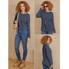 image:imageATHMILE Womens Long Sleeve Shirts Basic Tee Casual Tops Cotton Underscrub  Fall Clothes Loose Fit Winter Fashion Teen Girl School Outfits Teacher Ladies BusinessDark Blue