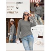 image:imageATHMILE Womens Long Sleeve Shirts Basic Tee Casual Tops Cotton Underscrub  Fall Clothes Loose Fit Winter Fashion Teen Girl School Outfits Teacher Ladies BusinessGrey