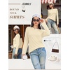 image:imageATHMILE Womens Long Sleeve Shirts Basic Tee Casual Tops Cotton Underscrub  Fall Clothes Loose Fit Winter Fashion Teen Girl School Outfits Teacher Ladies BusinessCream