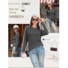 image:imageATHMILE Womens Long Sleeve Shirts Basic Tee Casual Tops Cotton Underscrub  Fall Clothes Loose Fit Winter Fashion Teen Girl School Outfits Teacher Ladies BusinessBlack Grey