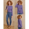 image:imageATHMILE Womens Long Sleeve Shirts Basic Tee Casual Tops Cotton Underscrub  Fall Clothes Loose Fit Winter Fashion Teen Girl School Outfits Teacher Ladies BusinessPurple