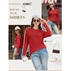 image:imageATHMILE Womens Long Sleeve Shirts Basic Tee Casual Tops Cotton Underscrub  Fall Clothes Loose Fit Winter Fashion Teen Girl School Outfits Teacher Ladies BusinessRed