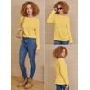 image:imageATHMILE Womens Long Sleeve Shirts Basic Tee Casual Tops Cotton Underscrub  Fall Clothes Loose Fit Winter Fashion Teen Girl School Outfits Teacher Ladies BusinessYellow