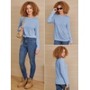 image:imageATHMILE Womens Long Sleeve Shirts Basic Tee Casual Tops Cotton Underscrub  Fall Clothes Loose Fit Winter Fashion Teen Girl School Outfits Teacher Ladies BusinessIce Blue