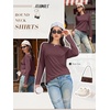 image:imageATHMILE Womens Long Sleeve Shirts Basic Tee Casual Tops Cotton Underscrub  Fall Clothes Loose Fit Winter Fashion Teen Girl School Outfits Teacher Ladies BusinessWine Red