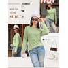 image:imageATHMILE Womens Long Sleeve Shirts Basic Tee Casual Tops Cotton Underscrub  Fall Clothes Loose Fit Winter Fashion Teen Girl School Outfits Teacher Ladies BusinessFruit Green