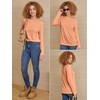 image:imageATHMILE Womens Long Sleeve Shirts Basic Tee Casual Tops Cotton Underscrub  Fall Clothes Loose Fit Winter Fashion Teen Girl School Outfits Teacher Ladies BusinessLight Orange
