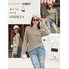 image:imageATHMILE Womens Long Sleeve Shirts Basic Tee Casual Tops Cotton Underscrub  Fall Clothes Loose Fit Winter Fashion Teen Girl School Outfits Teacher Ladies BusinessKhaki