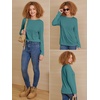 image:imageATHMILE Womens Long Sleeve Shirts Basic Tee Casual Tops Cotton Underscrub  Fall Clothes Loose Fit Winter Fashion Teen Girl School Outfits Teacher Ladies BusinessBlue Green