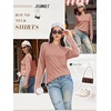 image:imageATHMILE Womens Long Sleeve Shirts Basic Tee Casual Tops Cotton Underscrub  Fall Clothes Loose Fit Winter Fashion Teen Girl School Outfits Teacher Ladies BusinessPink