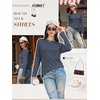 image:imageATHMILE Womens Long Sleeve Shirts Basic Tee Casual Tops Cotton Underscrub  Fall Clothes Loose Fit Winter Fashion Teen Girl School Outfits Teacher Ladies BusinessDark Blue