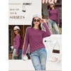 image:imageATHMILE Womens Long Sleeve Shirts Basic Tee Casual Tops Cotton Underscrub  Fall Clothes Loose Fit Winter Fashion Teen Girl School Outfits Teacher Ladies BusinessPurple Red