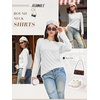 image:imageATHMILE Womens Long Sleeve Shirts Basic Tee Casual Tops Cotton Underscrub  Fall Clothes Loose Fit Winter Fashion Teen Girl School Outfits Teacher Ladies BusinessWhite