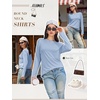 image:imageATHMILE Womens Long Sleeve Shirts Basic Tee Casual Tops Cotton Underscrub  Fall Clothes Loose Fit Winter Fashion Teen Girl School Outfits Teacher Ladies BusinessIce Blue