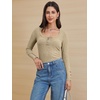image:imageATHMILE Womens Long Sleeve Shirts Casual Fall Henley Top Button Down Blouses Basic Ribbed Knit T Shirts 2025Beige