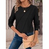 image:imageATHMILE Womens Long Sleeve Shirts Pleated Crew Neck Casual Tops  Fall Fashion Loose Fit School Outfits Teacher Basic Clothes Vacation TrendyBlack