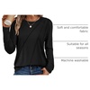 image:imageATHMILE Womens Long Sleeve Shirts Pleated Crew Neck Casual Tops  Fall Fashion Loose Fit School Outfits Teacher Basic Clothes Vacation TrendyBlack