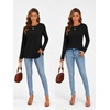 image:imageATHMILE Womens Long Sleeve Shirts Pleated Crew Neck Casual Tops  Fall Fashion Loose Fit School Outfits Teacher Basic Clothes Vacation TrendyBlack