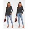 image:imageATHMILE Womens Long Sleeve Shirts Pleated Crew Neck Casual Tops  Fall Fashion Loose Fit School Outfits Teacher Basic Clothes Vacation TrendyBlack Grey