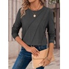 image:imageATHMILE Womens Long Sleeve Shirts Pleated Crew Neck Casual Tops  Fall Fashion Loose Fit School Outfits Teacher Basic Clothes Vacation TrendyBlack Grey