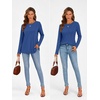 image:imageATHMILE Womens Long Sleeve Shirts Pleated Crew Neck Casual Tops  Fall Fashion Loose Fit School Outfits Teacher Basic Clothes Vacation TrendyBlue