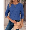 image:imageATHMILE Womens Long Sleeve Shirts Pleated Crew Neck Casual Tops  Fall Fashion Loose Fit School Outfits Teacher Basic Clothes Vacation TrendyBlue