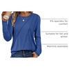 image:imageATHMILE Womens Long Sleeve Shirts Pleated Crew Neck Casual Tops  Fall Fashion Loose Fit School Outfits Teacher Basic Clothes Vacation TrendyBlue