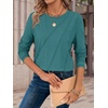 image:imageATHMILE Womens Long Sleeve Shirts Pleated Crew Neck Casual Tops  Fall Fashion Loose Fit School Outfits Teacher Basic Clothes Vacation TrendyBlue Green