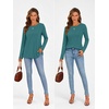 image:imageATHMILE Womens Long Sleeve Shirts Pleated Crew Neck Casual Tops  Fall Fashion Loose Fit School Outfits Teacher Basic Clothes Vacation TrendyBlue Green