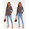 image:imageATHMILE Womens Long Sleeve Shirts Pleated Crew Neck Casual Tops  Fall Fashion Loose Fit School Outfits Teacher Basic Clothes Vacation TrendyGray Purple