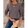 image:imageATHMILE Womens Long Sleeve Shirts Pleated Crew Neck Casual Tops  Fall Fashion Loose Fit School Outfits Teacher Basic Clothes Vacation TrendyGray Purple