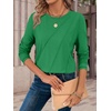image:imageATHMILE Womens Long Sleeve Shirts Pleated Crew Neck Casual Tops  Fall Fashion Loose Fit School Outfits Teacher Basic Clothes Vacation TrendyGreen