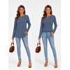 image:imageATHMILE Womens Long Sleeve Shirts Pleated Crew Neck Casual Tops  Fall Fashion Loose Fit School Outfits Teacher Basic Clothes Vacation TrendyGrey Blue