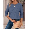 image:imageATHMILE Womens Long Sleeve Shirts Pleated Crew Neck Casual Tops  Fall Fashion Loose Fit School Outfits Teacher Basic Clothes Vacation TrendyGrey Blue