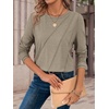 image:imageATHMILE Womens Long Sleeve Shirts Pleated Crew Neck Casual Tops  Fall Fashion Loose Fit School Outfits Teacher Basic Clothes Vacation TrendyKhaki