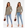 image:imageATHMILE Womens Long Sleeve Shirts Pleated Crew Neck Casual Tops  Fall Fashion Loose Fit School Outfits Teacher Basic Clothes Vacation TrendyKhaki
