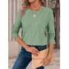 image:imageATHMILE Womens Long Sleeve Shirts Pleated Crew Neck Casual Tops  Fall Fashion Loose Fit School Outfits Teacher Basic Clothes Vacation TrendyLight Green