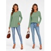 image:imageATHMILE Womens Long Sleeve Shirts Pleated Crew Neck Casual Tops  Fall Fashion Loose Fit School Outfits Teacher Basic Clothes Vacation TrendyLight Green