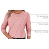 image:imageATHMILE Womens Long Sleeve Shirts Pleated Crew Neck Casual Tops  Fall Fashion Loose Fit School Outfits Teacher Basic Clothes Vacation TrendyPink